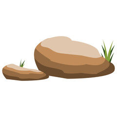 Grass Stone Clipart. Different shapes of stone with moss.