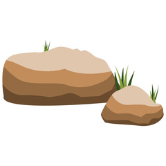 Grass Stone Clipart. Different shapes of stone with moss.