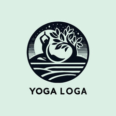 a yoga logo with a tree and a person doing yoga