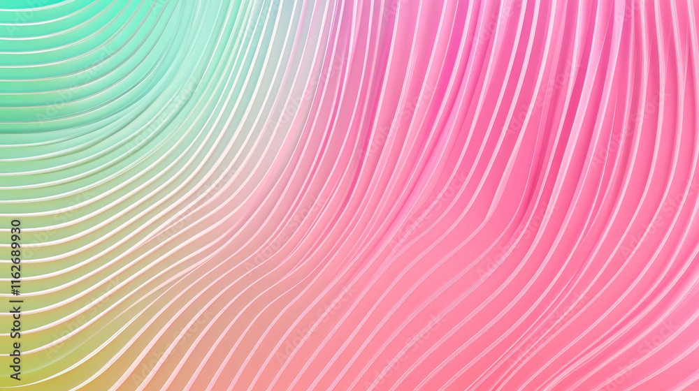 Poster Soft gradient waves in pastel colors create a soothing visual effect in a tranquil atmosphere