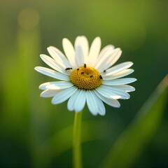 Fototapeta premium White Chamomile in green background. 