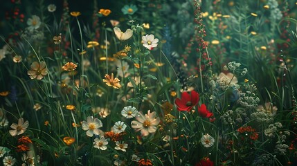 Meadow floral seamless pattern wallpaper