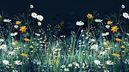 Meadow floral seamless pattern wallpaper