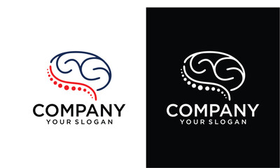 Creative Modern brain and spine logo design template