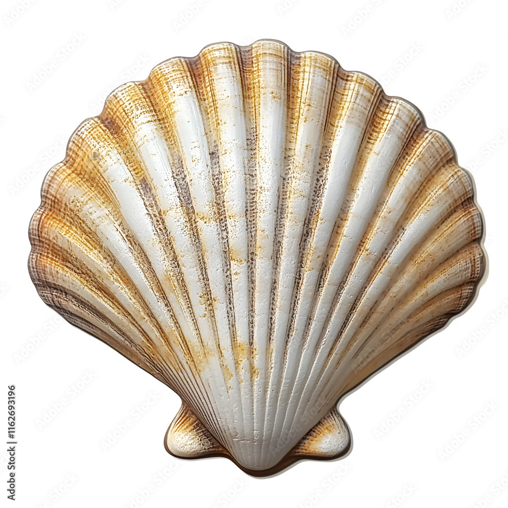Poster Close-up of a seashell isolated on transparent background, showcasing intricate details and textures, perfect for marine life or coastal themes