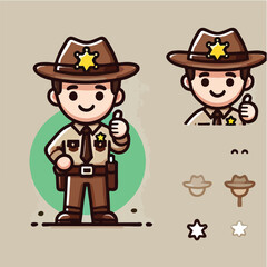 sweet smile sheriff character vector