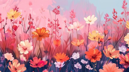 Meadow floral seamless pattern wallpaper