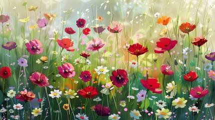 Meadow floral seamless pattern wallpaper