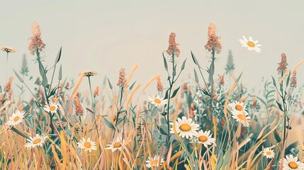 Meadow floral seamless pattern wallpaper