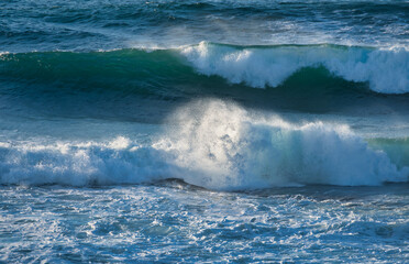 Ocean waves breaking