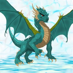 Fototapeta premium A dragon is spreading its wings, preparing to soar into the sky.