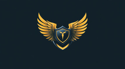 Shield with wings as a heraldic symbol for design or logo template. Jpeg version also available