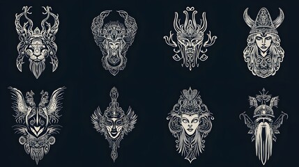 Intricate Ornate Goddess Masks and Creatures Designs