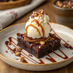 Whipped Cream on Brownie Sundae