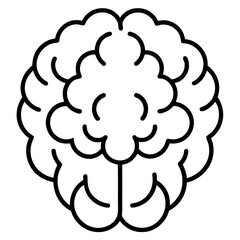 Simplified Brain Symbol in Vector Line Art