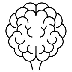 Simplified Brain Symbol in Vector Line Art