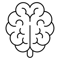 Simplified Brain Symbol in Vector Line Art