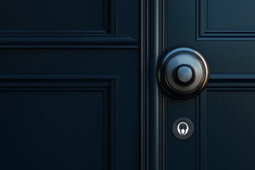 Fototapeta premium Stylish black electronic door lock with Wi-Fi connectivity and keyless entry features.