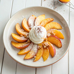 Whipped Cream with Fresh Peach Slices