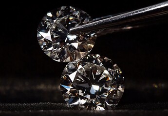 Brilliant Cut Diamonds Close Up: Luxury Gemstones on Black Velvet