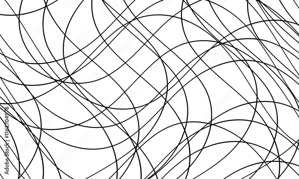 Poster abstract black smooth chaotic lines design.