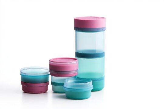 Colorful storage containers in various sizes create a beautiful aesthetic. Perfect for organizing and styling your kitchen or workspace. Generative AI
