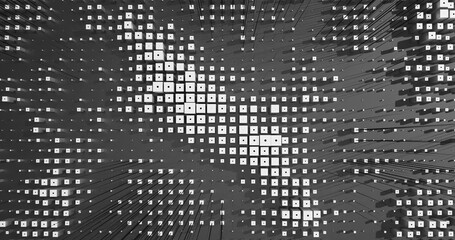 Abstract Cubes Geometric Shapes Black and White Speed Motion Textured Background with Spikes