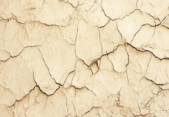 Obraz premium Creamy Beige Cracked Earth Texture: Dry Soil Background