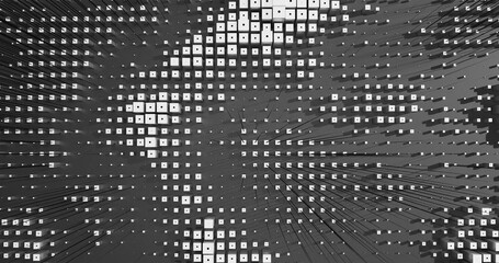 Abstract Cubes Geometric Shapes Black and White Speed Motion Textured Background with Spikes