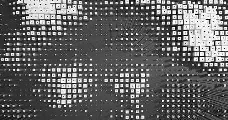 Abstract Cubes Geometric Shapes Black and White Speed Motion Textured Background with Spikes