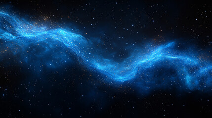 Fototapeta premium A celestial design featuring a radiant blue cosmic trail with shimmering stars, isolated on a transparent background for an ethereal and dynamic look.