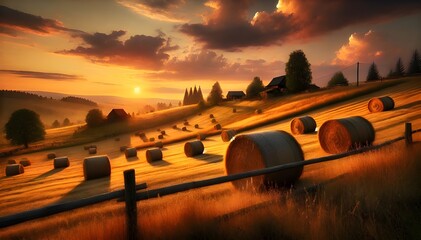 hay bales in the field