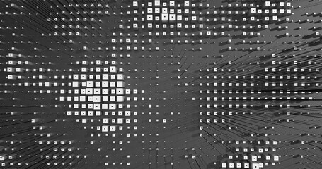 Abstract Cubes Geometric Shapes Black and White Speed Motion Textured Background with Spikes