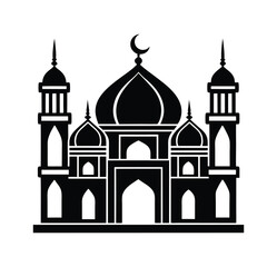Silhouette mosque icon Muslim vector illustration. Islamic design with isolated on white background.