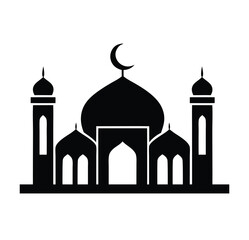 Silhouette mosque icon Muslim vector illustration. Islamic design with isolated on white background.