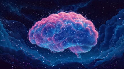 Futuristic 3D Brain with Glowing Neural Networks and Innovation Vibe