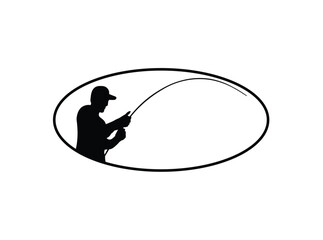 Obraz premium fishing man silhouette icon vector