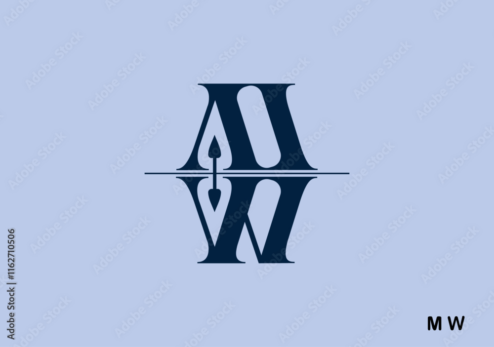 Fototapete stylish, unique logo creatively combining the letters m and w for a distinctive design