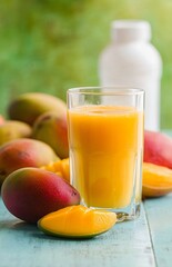Refreshing Mango Juice with Ripe Mangoes: Summer Drink Photography