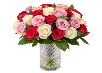Elegant Bouquet of Roses Pink, Red, White, Romantic Gift