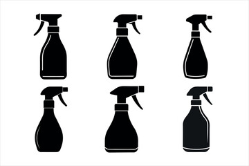 Black Silhouette Spray Bottles icon on a  White Background