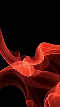 red liquid / smoke background with wave frame; abstract ornament motion isolated over black backdrop with copy space