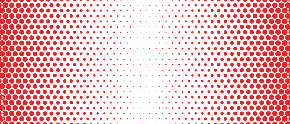 Poster abstract red big to small dot pattern.