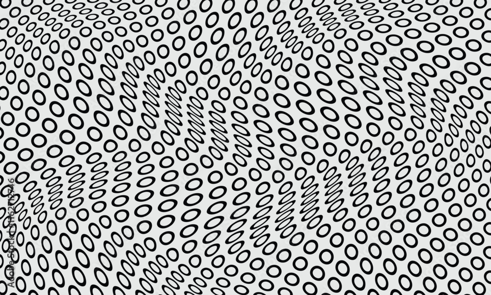 Poster abstract black circle dot wave pattern on grey.