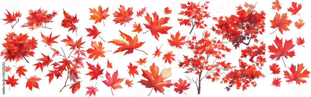 Poster red maple watercolor clipart