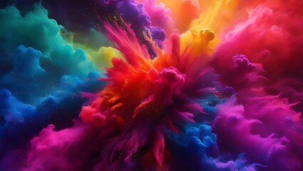 Obraz premium Fascinating abstract elements A vibrant hue combination of colorful hues. It creates a feeling of movement and energy. The image consists of many glowing particles that appear to swirl and dance.