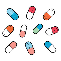  a set of medical pills vector illustration