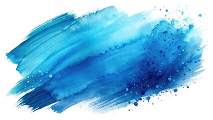 Fototapeta premium Blue Watercolor Brush Stroke Set - Original Hand-Drawing Art for Textures, Backgrounds, and Design - Transparent Background, Watercolor Stains and Spots, Macro Photography