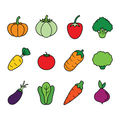  a set of vegetable vector illustration 