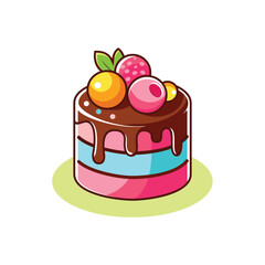 delicious chocolate cake with cherries and cherry vector illustration design
